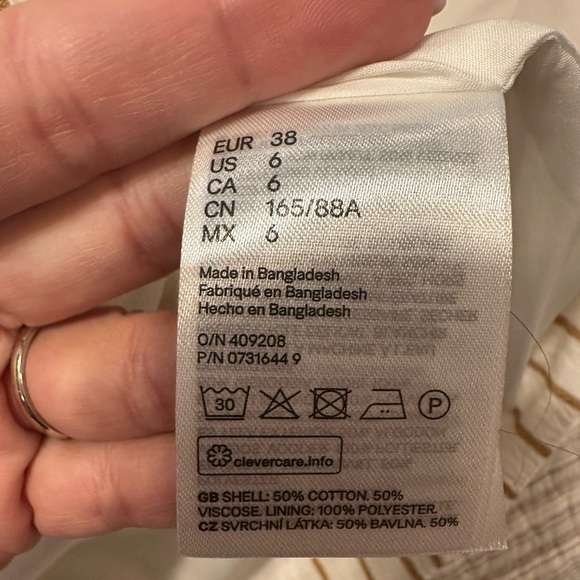 H&M Women’s Blazer US 6 | Beige White Pinstripe | Longline One-Button - Picture 3 of 9